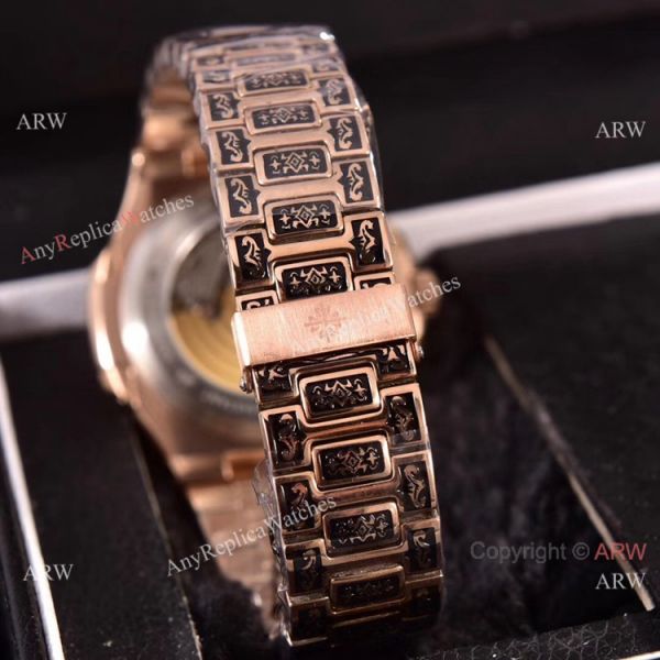 replica Knockoff Patek Philippe 5740 Nautilus Rose Gold Engraving Gray Gradient Face WATCHES 7