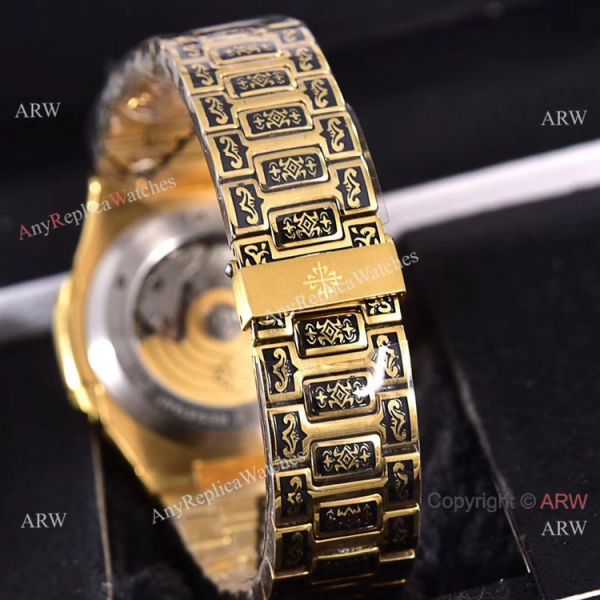 replica Knockoff Patek Philippe 5740 Nautilus Yellow Gold Engraving 40mm WATCHES 7
