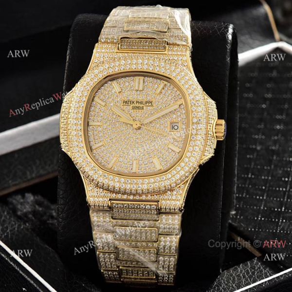 replica Iced Out Patek Philippe Nautilus Automatic Wrist AAA Quality Copy WATCHES 7