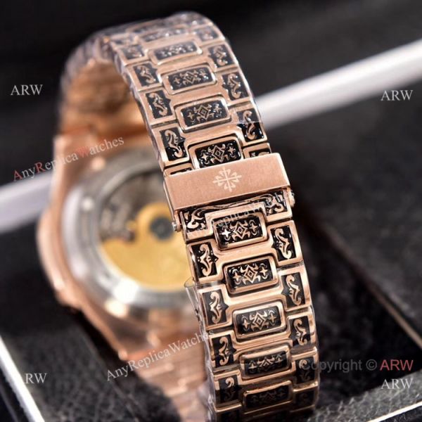 replica Patek Philippe Annual Calendar Copy es Rose Gold Engraving WATCHES 7