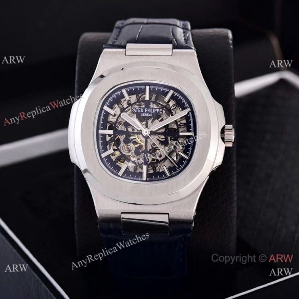 replica Faux Patek Philippe Nautilus Skeleton es Stainless Steel Case WATCHES 7