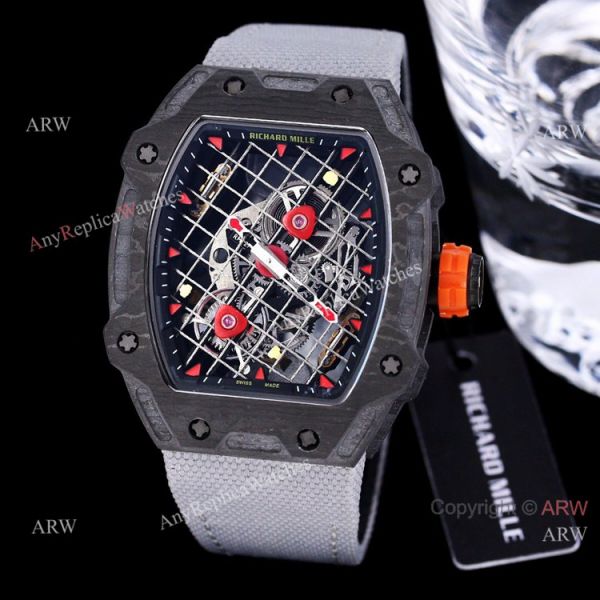 replica Best New Richard Mille RM 27-04 Tourbillon Rafael Nadal Tennis Court Red Fabric Strap WATCHES 7
