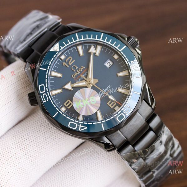 replica Swiss Quality Omega Seamaster Planet Ocean Solid Black Citizen 8215 WATCHES 7
