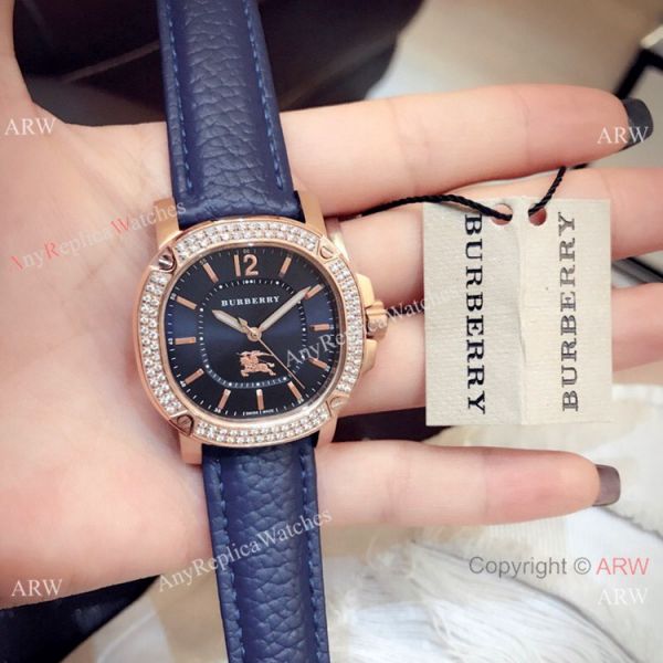 replica New Style Copy Burberry Lady Rose Gold Gray Face WATCHES 8