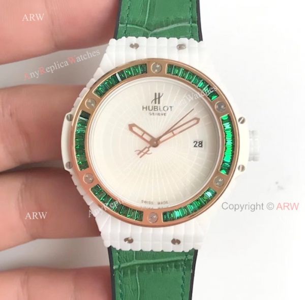 replica Swiss 9015 Hublot Big Bang Tutti Frutti Caviar White Rubber Strap es 45mm WATCHES 8