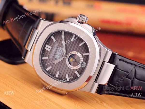 replica Fake Patek Philippe Nautilus Annual Calendar Man Stainless Steel Blue Face WATCHES 8