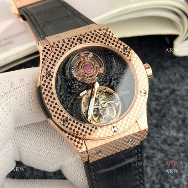 replica High Quality Hublot Classic Fusion Tourbillon Men Rose Gold WATCHES 8