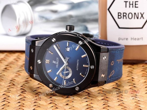 replica Copy Hublot Classic Fusion Men Black Plated Silver Dial WATCHES 8