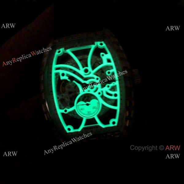 replica Knockoff Franck Muller Cintree Curvex Skeleton es SS Diamond Brown Leather Strap WATCHES 8