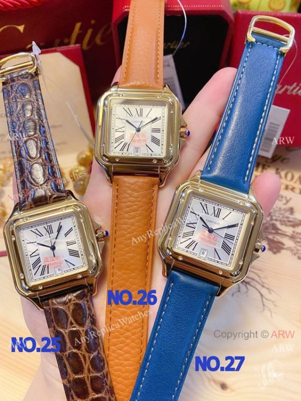 replica New! Fake Cartier Panthere 38mm Men es Gold Case WATCHES 8
