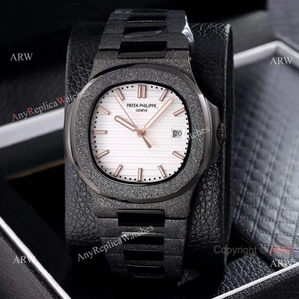 replica Best Patek Philippe Nautilus Frosted Solid Black 40mm WATCHES 8