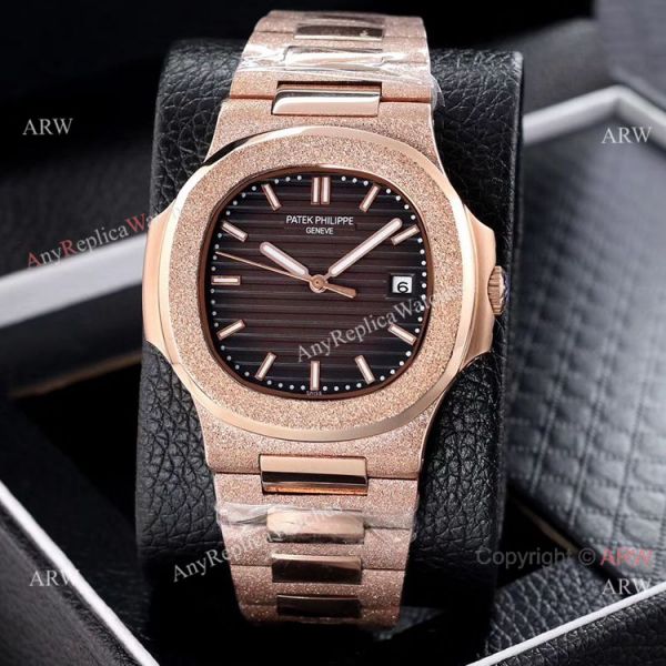 replica Best Clone Patek Philippe Nautilus Frosted Rose Gold es 40mm WATCHES 8