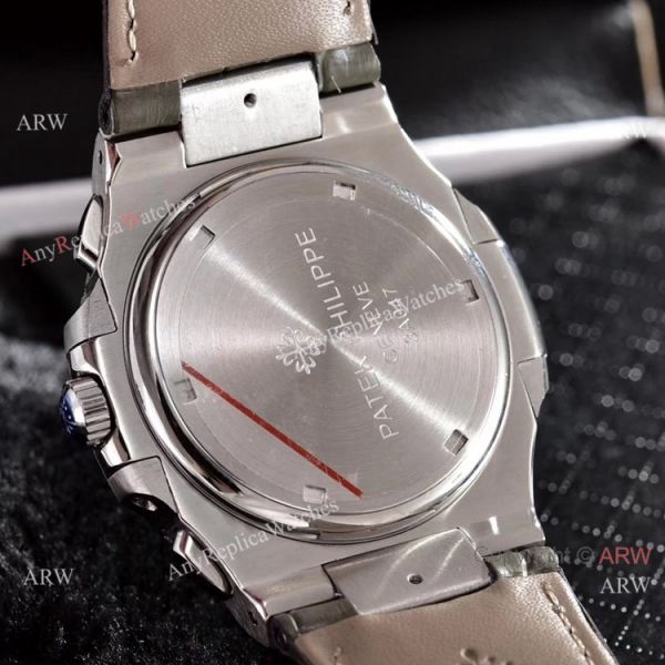 replica Japan Grade Patek Philippe Nautilus Chrono es Diamond Silver Case WATCHES 8