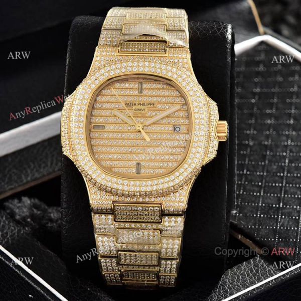 replica Iced Out Patek Philippe Nautilus Automatic Wrist AAA Quality Copy WATCHES 8