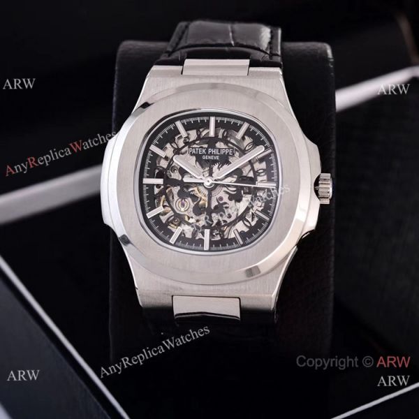replica Faux Patek Philippe Nautilus Skeleton es Stainless Steel Case WATCHES 8